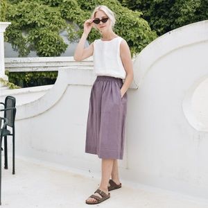 LINENFOX May Skirt. Midi length high waist linen skirt. Light Purple. Sz S-M